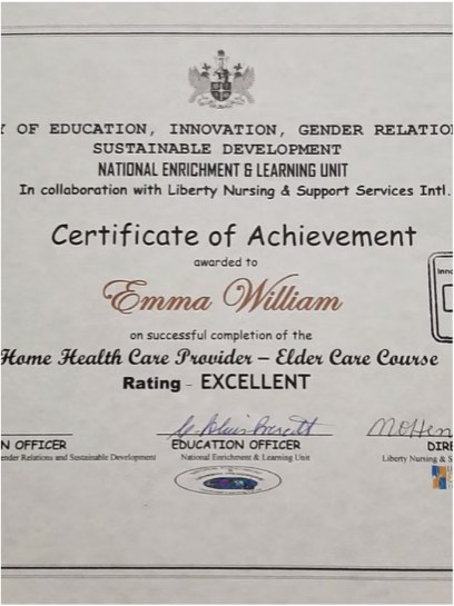 Certificate of Achievement issued with the National Enrichment & Learning Unit