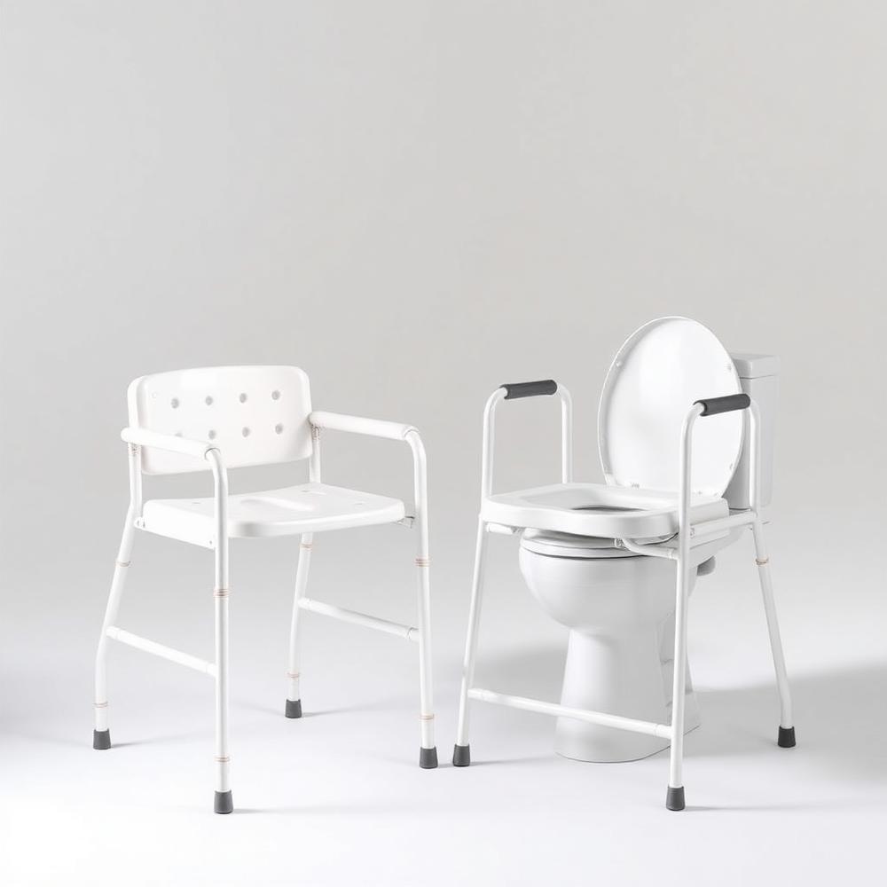 Shower safety chair and raised toilet seat with arms